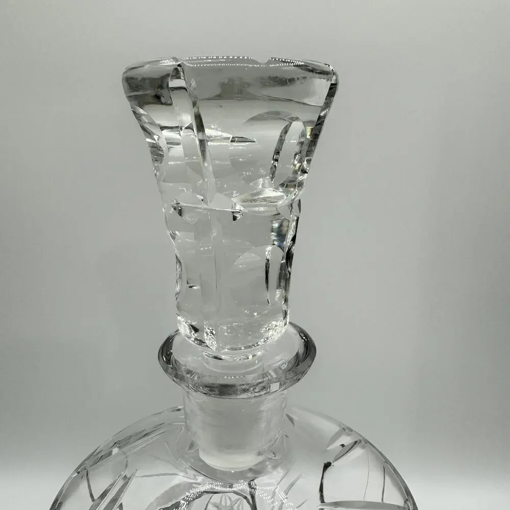 Crystal Liquor Decanter with Star and Diamond Pattern Clear -Excellent Condition